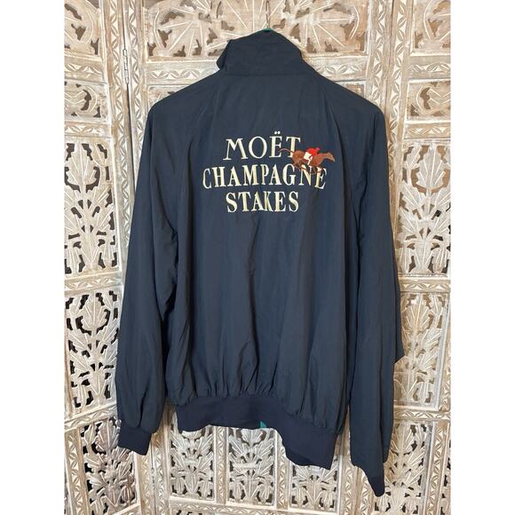 Vintage Blue & Teal Moet Champagne Stakes Nylon Jacket Auburn Sportswear USA XL - Picture 5 of 8